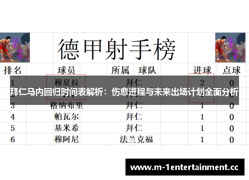 拜仁马内回归时间表解析：伤愈进程与未来出场计划全面分析